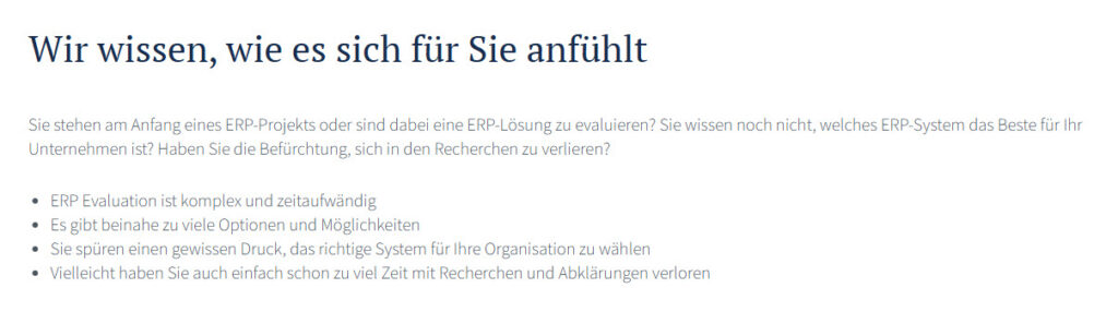 Beispiel Leadmagnet: Screenshot der neuen Landingpage der Sektion «emotionaler Konnektor»